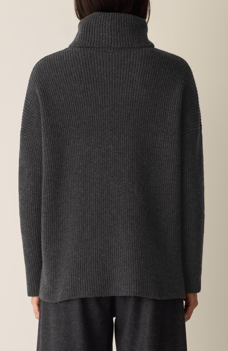 Eileen Fisher Rib Turtleneck Sweater, Alternate, color, Charcoal
