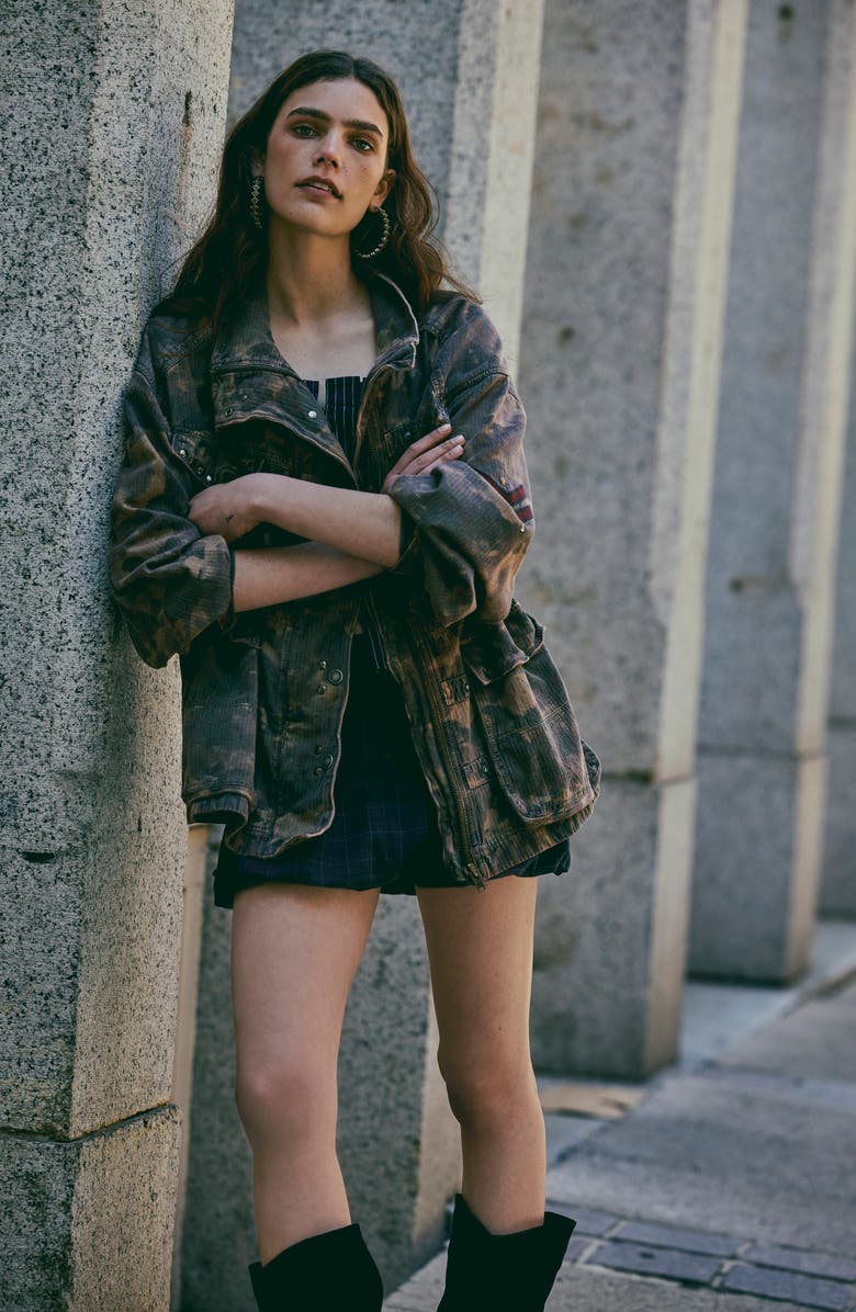 Free People Arya Camo Cotton Twill Utility Jacket, Alternate, color,