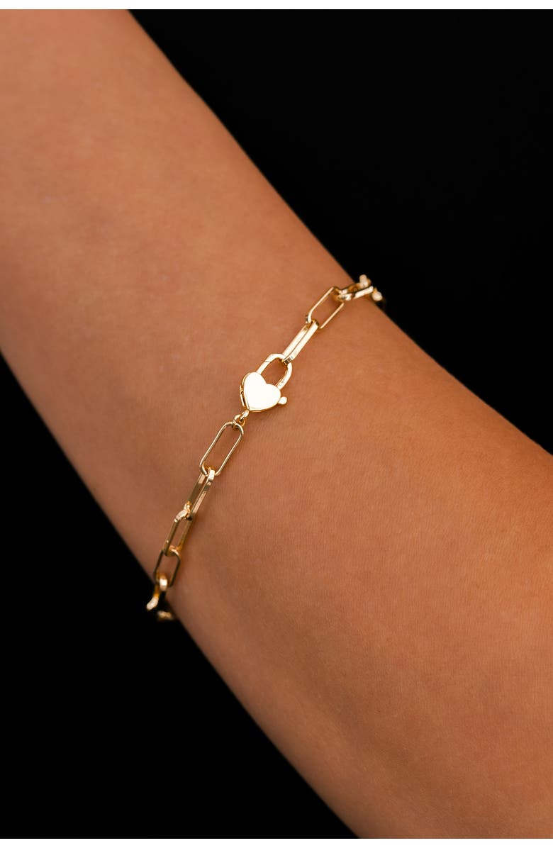 Mint 
Lily Heart Padlock Bracelet, Alternate, color, 18K Gold Plated