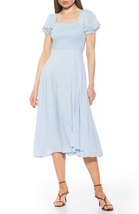 Iris Smocked Short Sleeve Midi Dress
