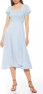 Alexia Admor Iris Smocked Short Sleeve Midi Dress