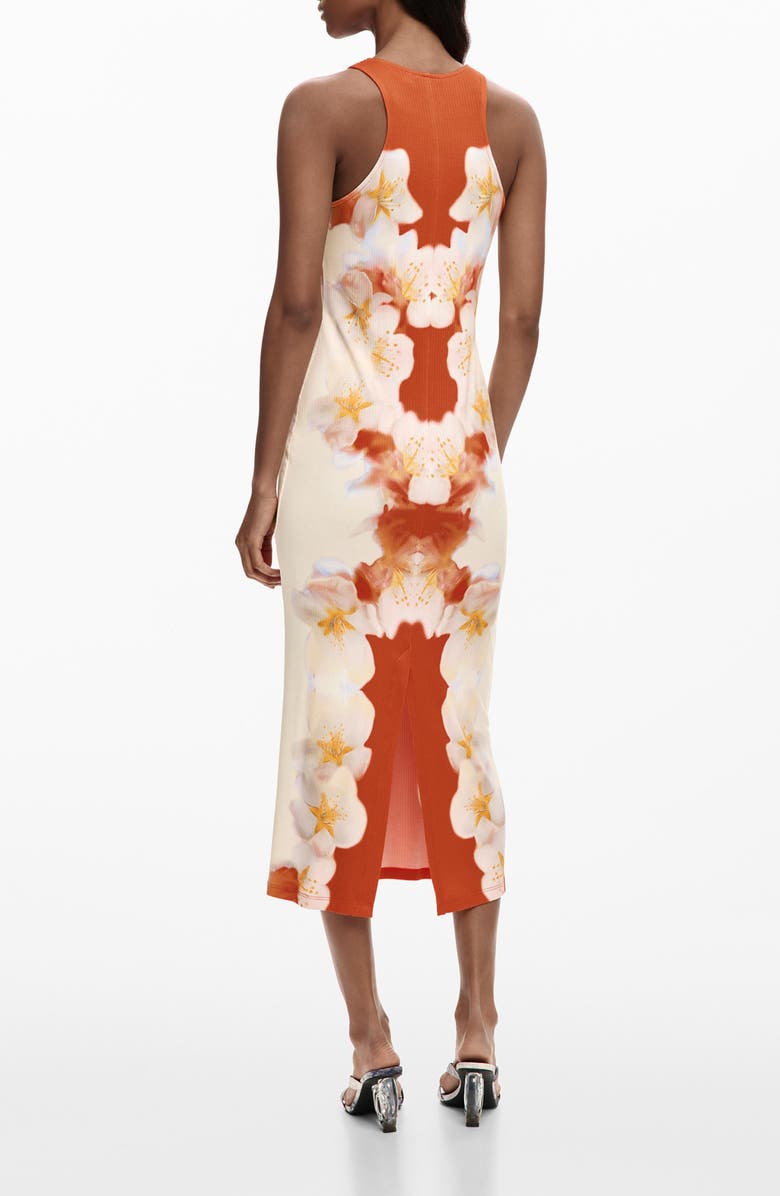 Desigual Floral Print Sleeveless Knit Dress, Alternate, color, Orange