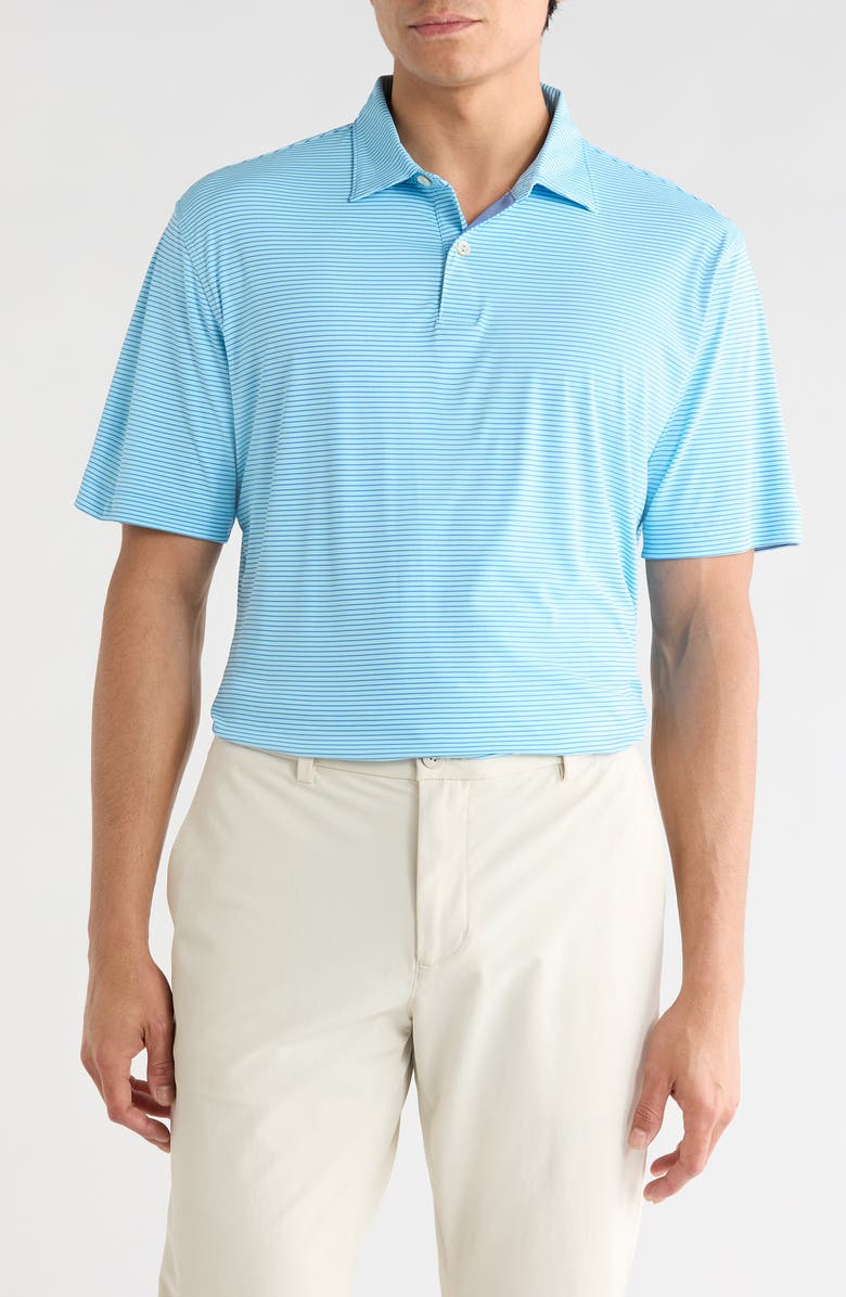 Peter Millar Stripe Featherweight Performance Polo, Main, color, Seaport Blue