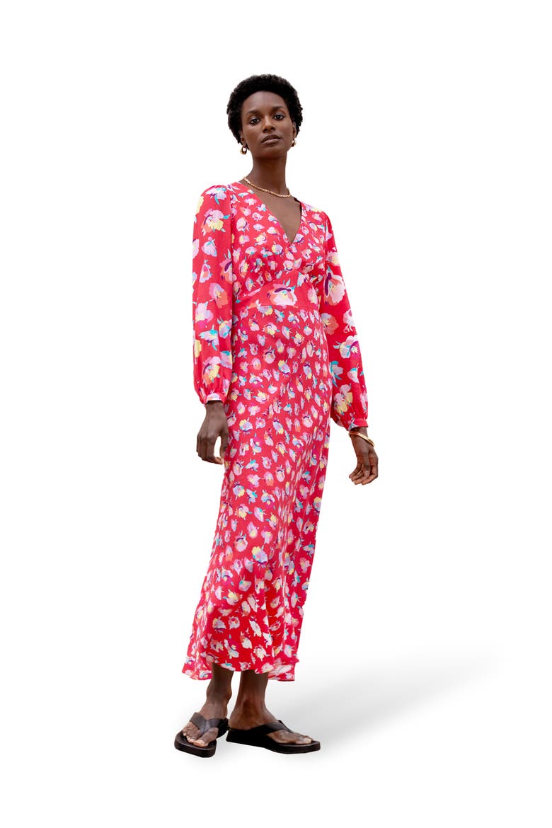 Floral And Spot Mix Dress, Main, color, Pink