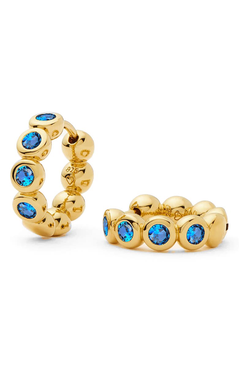 Missoma Small Tennis Hoop Earrings, Alternate, color, Gold/ Blue