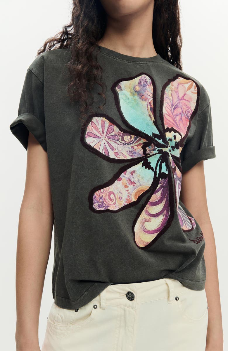 Desigual Floral Cotton Graphic T-Shirt, Alternate, color, 
