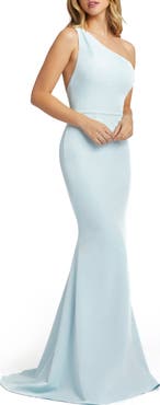Ieena for Mac Duggal One Shoulder Jersey Mermaid Gown