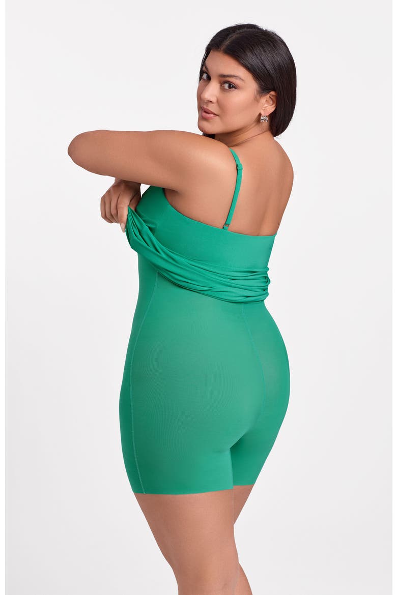 Sculpting Shapewear Square Neck Tank Midi Dress, Alternate, color, Jade