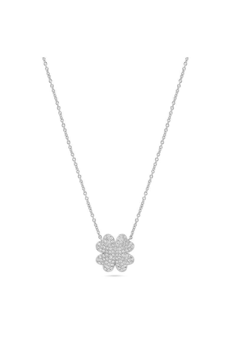 Four Leaf Heart Clover Diamond Pendant Necklace in 14K White Gold, Main, color, 14K White Gold