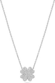 Ancona Fine Jewelry Four Leaf Heart Clover Diamond Pendant Necklace in 14K White Gold