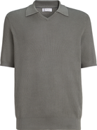 Brunello Cucinelli Cotton English rib knit polo