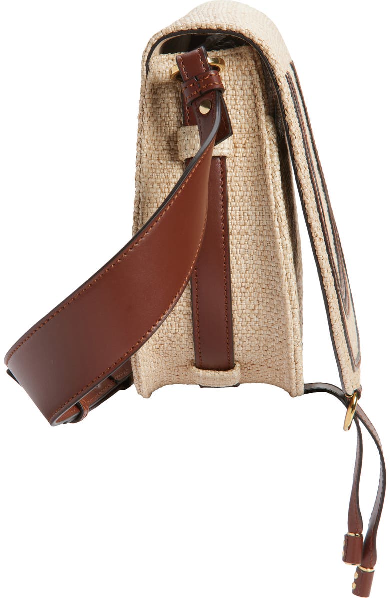 Chloé Medium Marcie Faux Raffia & Leather Saddle Bag, Alternate, color, Hot Sand