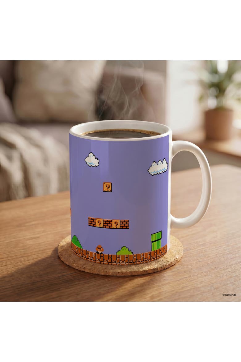 11 oz Super Mario Bros Retro Title Ceramic Mug, Alternate, color, White