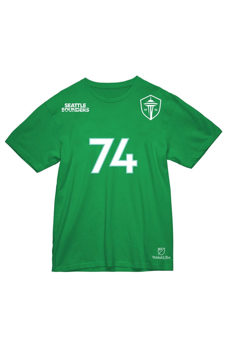 Mitchell & Ness Men's Mitchell & Ness Rave Green Seattle Sounders FC Established T-Shirt, Alternate, color,
