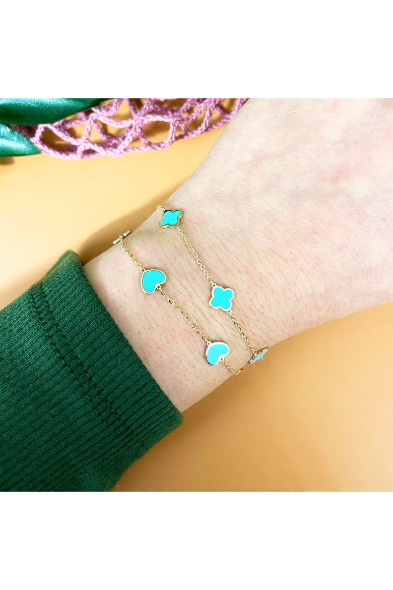 Mini Turquoise Clover Bracelet, Alternate, color, Turquoise