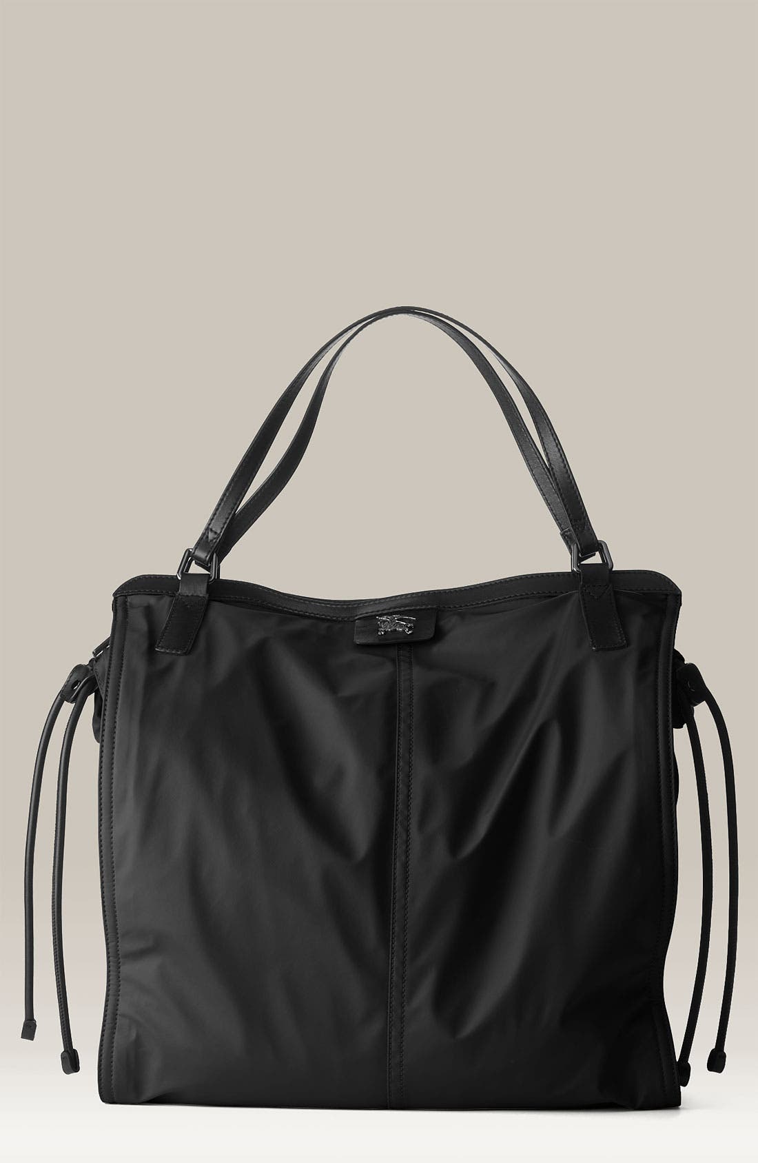 Nylon Shopper, Main, color, BLACK