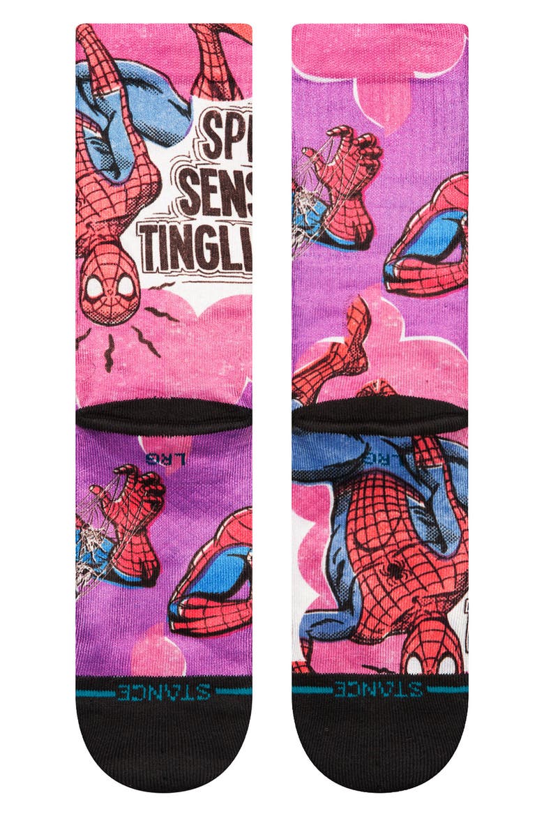 Spidey Senses Crew Socks, Alternate, color, MAGENTA