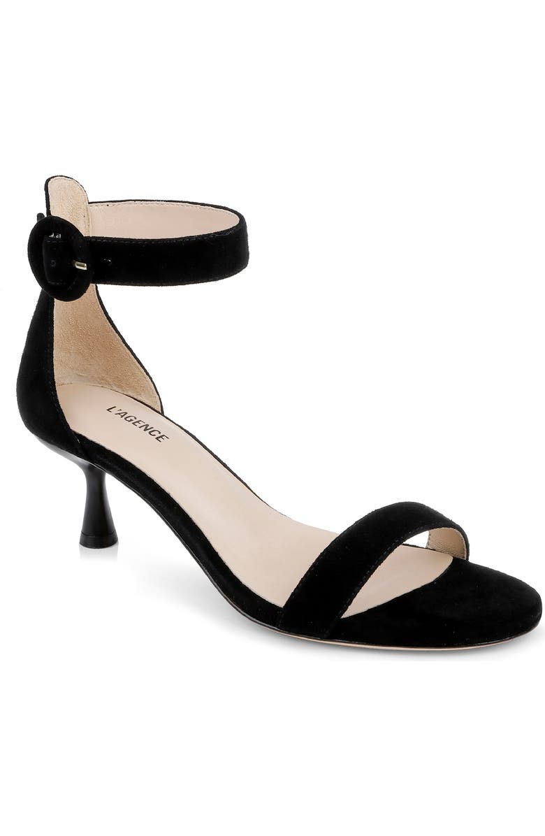 L
AGENCE Andelle II Ankle Strap Sandal, Main, color, Black Suede