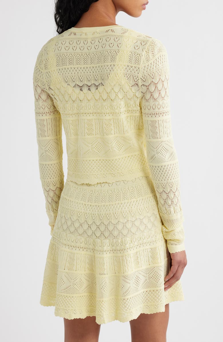 LoveShackFancy Brigette Pointelle Cardigan, Alternate, color, Sugar Daisy