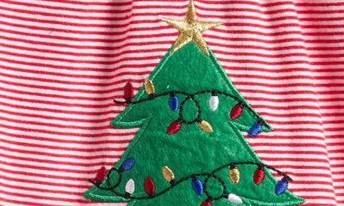 Bonnie Jean Christmas Tree Romper In Pink