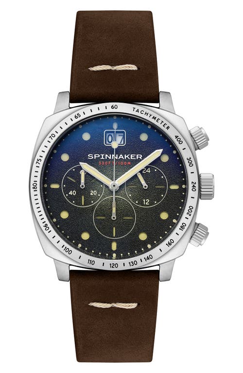 Spinnaker Hull Chronograph Leather Strap Watch, 42mm In Green