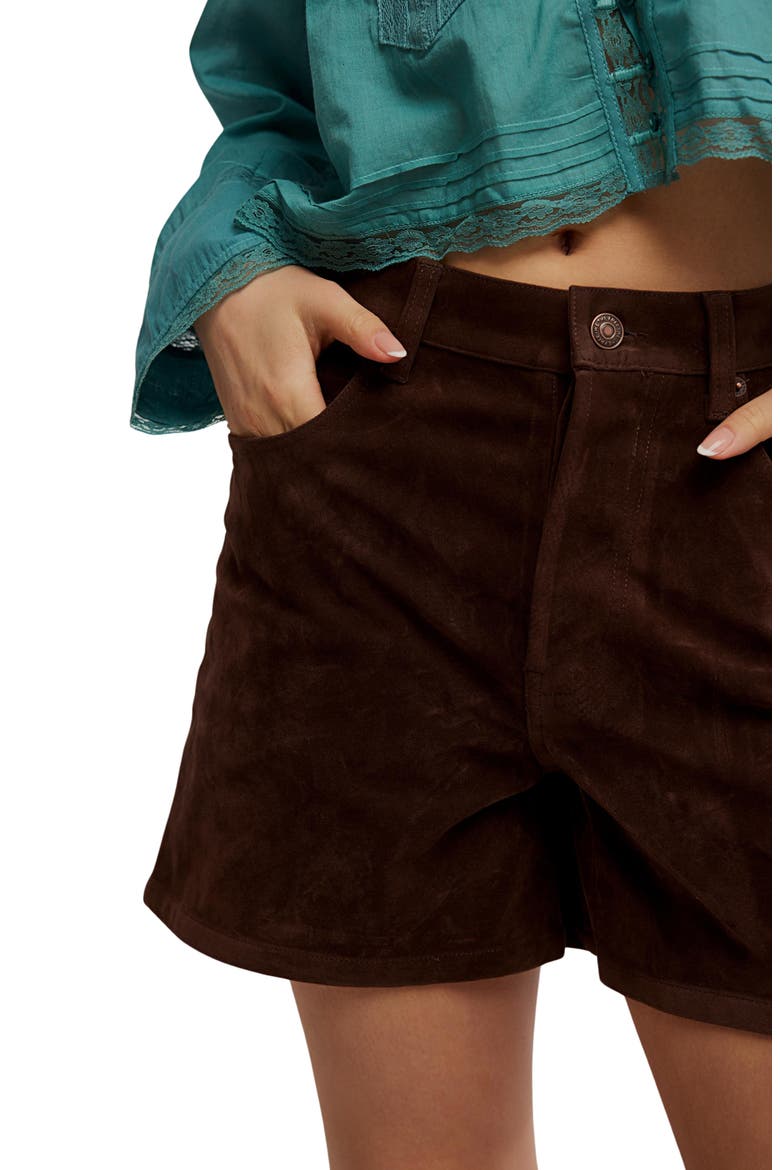 Tippi Faux Suede Shorts, Alternate, color, CHICORY COFFEE