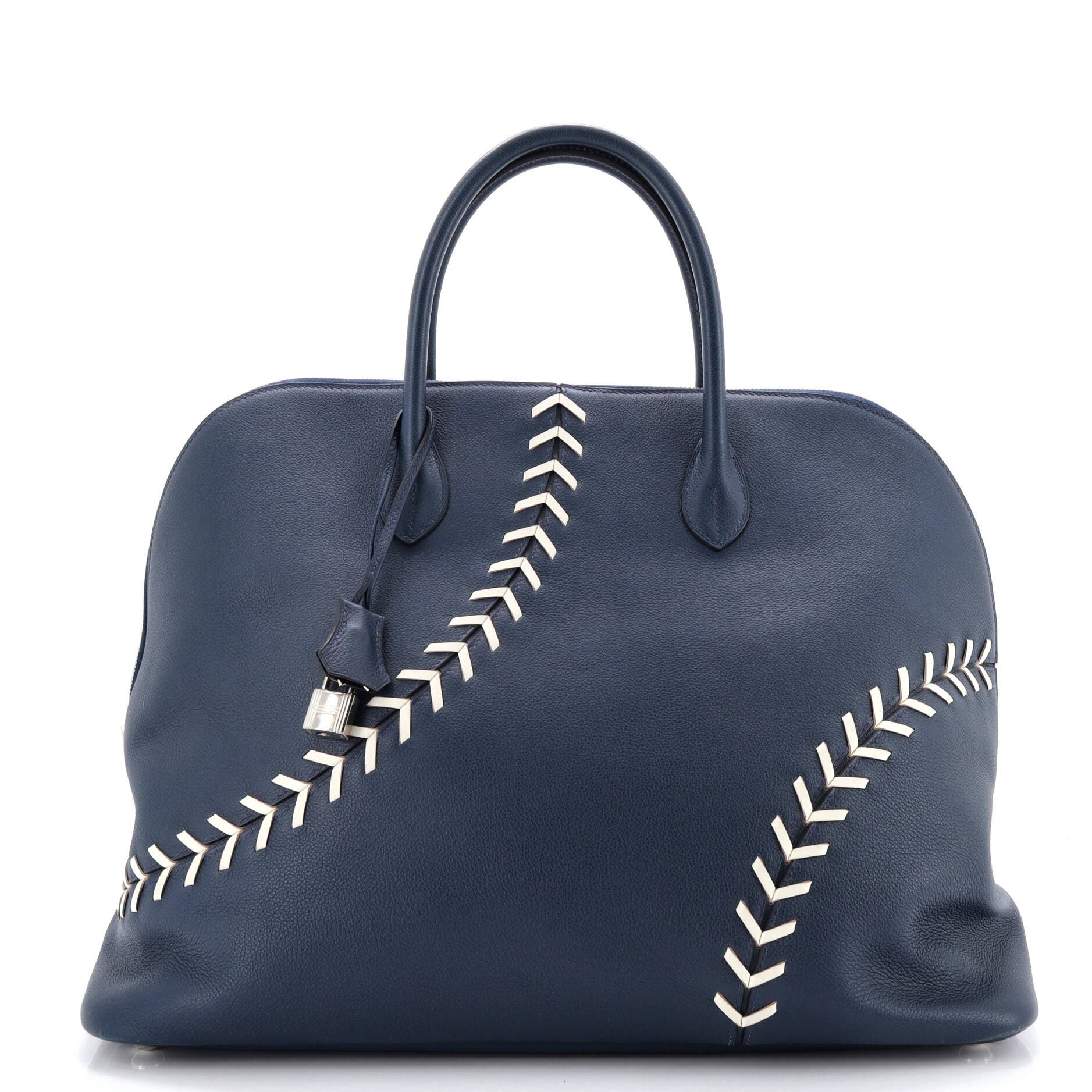 Pre-Owned Hermes Bolide 1923 Baseball Bag Evercolor 45, Main, color, Bleu De Malte