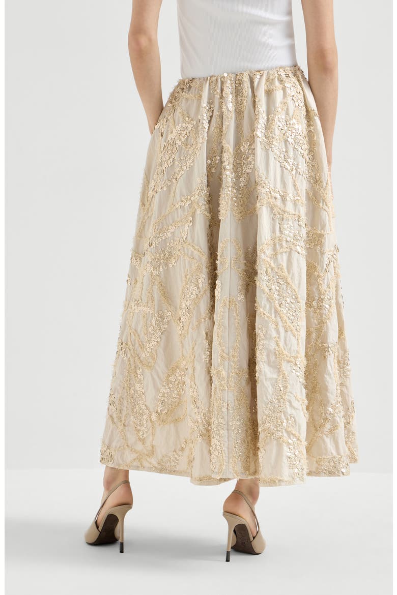 Skirt with dazzling seabed embroidery, Alternate, color, Sand