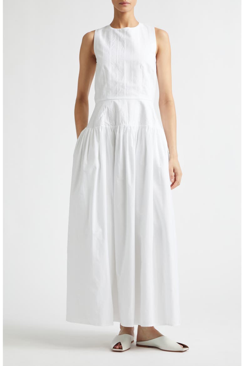 white cotton poplin maxi dress Wells cotton poplin maxi dress in white - Staud