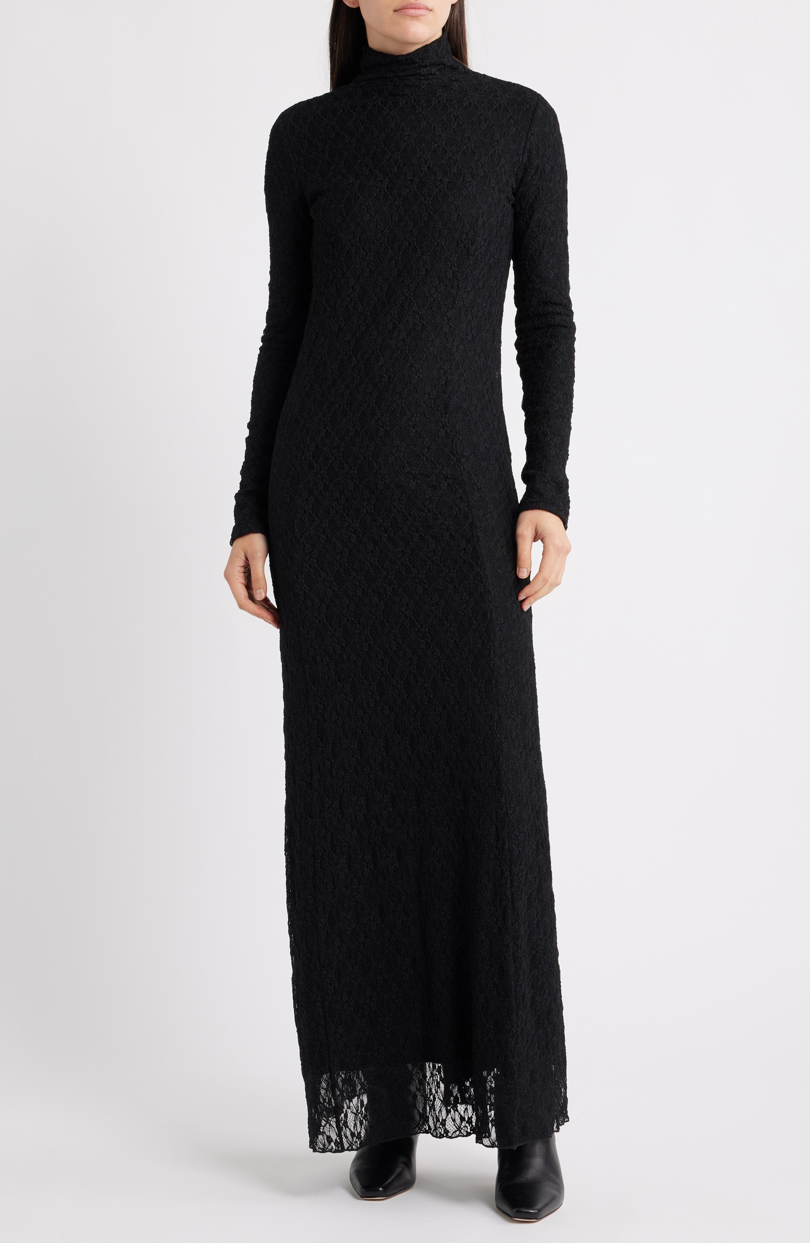 rag & bone Ellie Lace Long Sleeve Turtleneck Maxi Dress