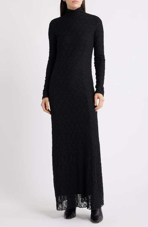 Rag & Bone Ellie Lace Long Sleeve Turtleneck Maxi Dress In Black