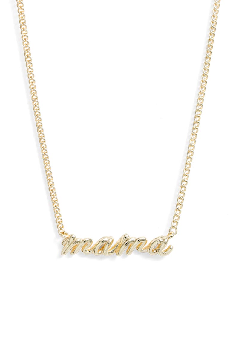 Mama Script Pendant Necklace, Main, color, GOLD METAL