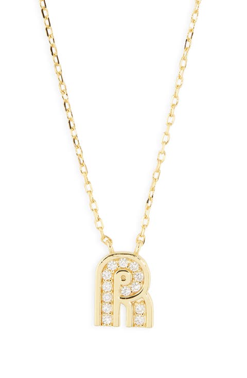 Cubic Zirconia Initial Pendant Necklace