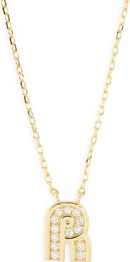 Argento Vivo Sterling Silver Cubic Zirconia Initial Pendant Necklace