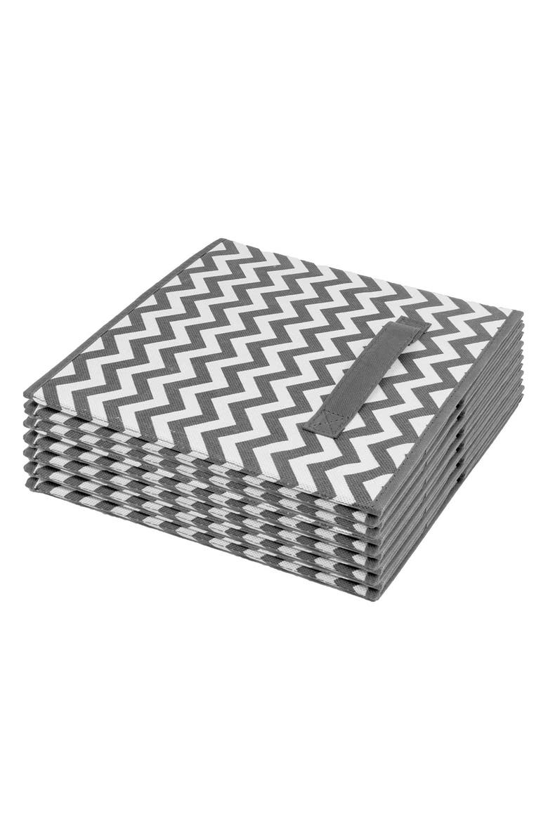 SORBUS Foldable Storage Cube - Set of 6, Alternate, color, Grey Pattern