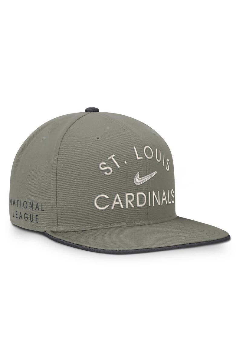 Men's Nike Olive St. Louis Cardinals Pro Dri-FIT Snapback Hat, Main, color, Gray