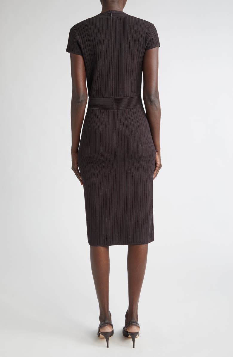 ST. JOHN Flatback Rib Sheath Sweater Dress, Alternate, color, Mocha