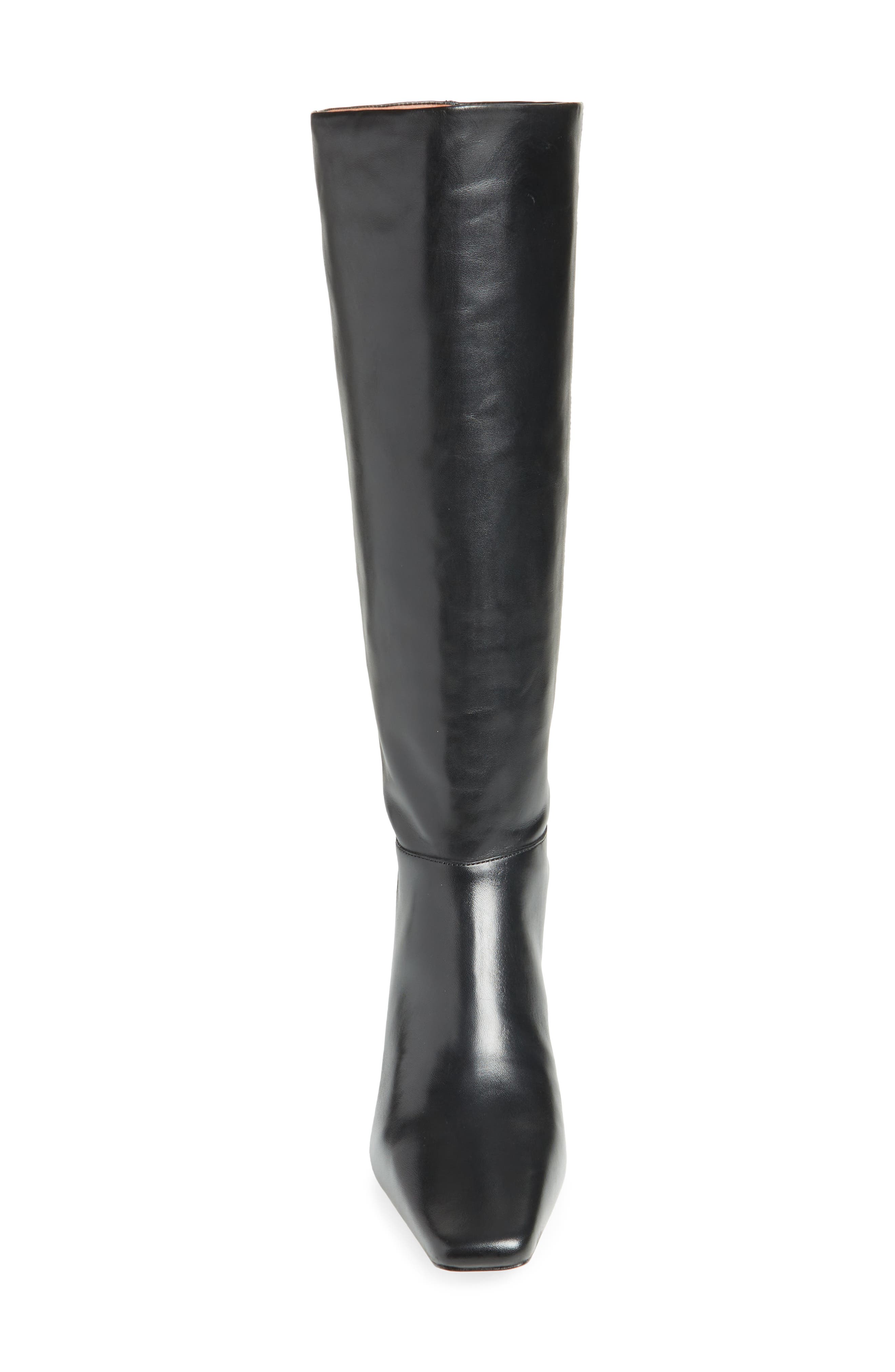 Reformation Remy Knee High Kitten Heel Boot, Alternate, color, Black Leather