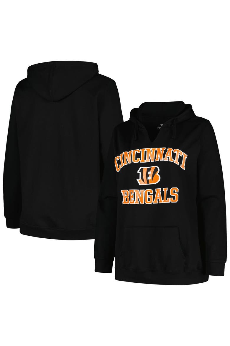 Women's Fanatics Branded Black Cincinnati Bengals Plus Size Heart and Soul V-Neck Pullover Hoodie, Alternate, color, Black