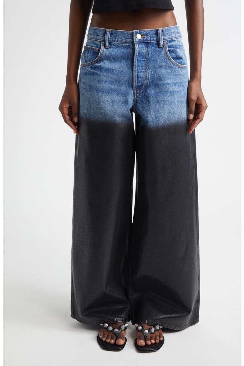 Surge Low Rise Wide Leg Jeans, Main, color, VINTAGE MARBLED BLUE