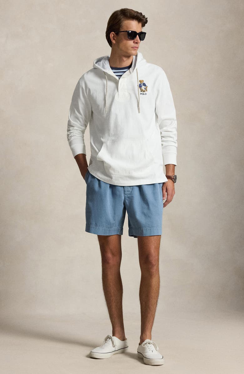 Polo Ralph Lauren Polo Bear Hooded Rugby Pullover, Alternate, color, Newport Bear-White