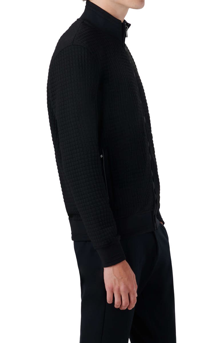 Bugatchi Stretch Zip Cardigan, Alternate, color, Caviar