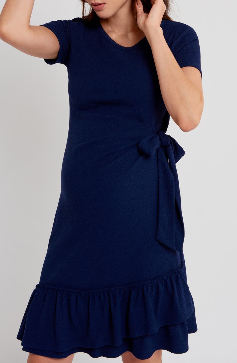 A PEA IN THE POD Side Tie Ruffle Hem Maternity Minidress, Alternate, color,