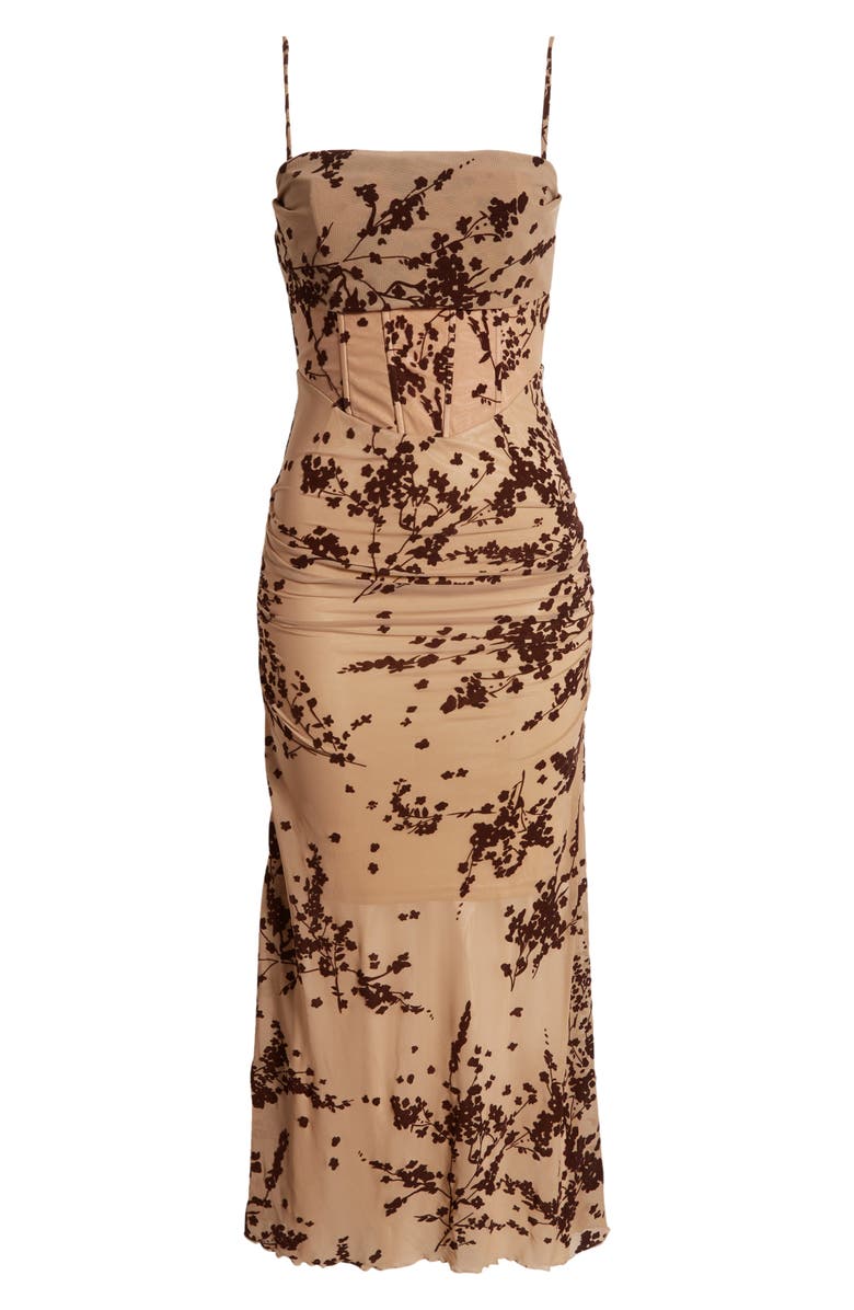 Rare London Floral Velvet Burnout Corset Cocktail Dress, Alternate, color, 