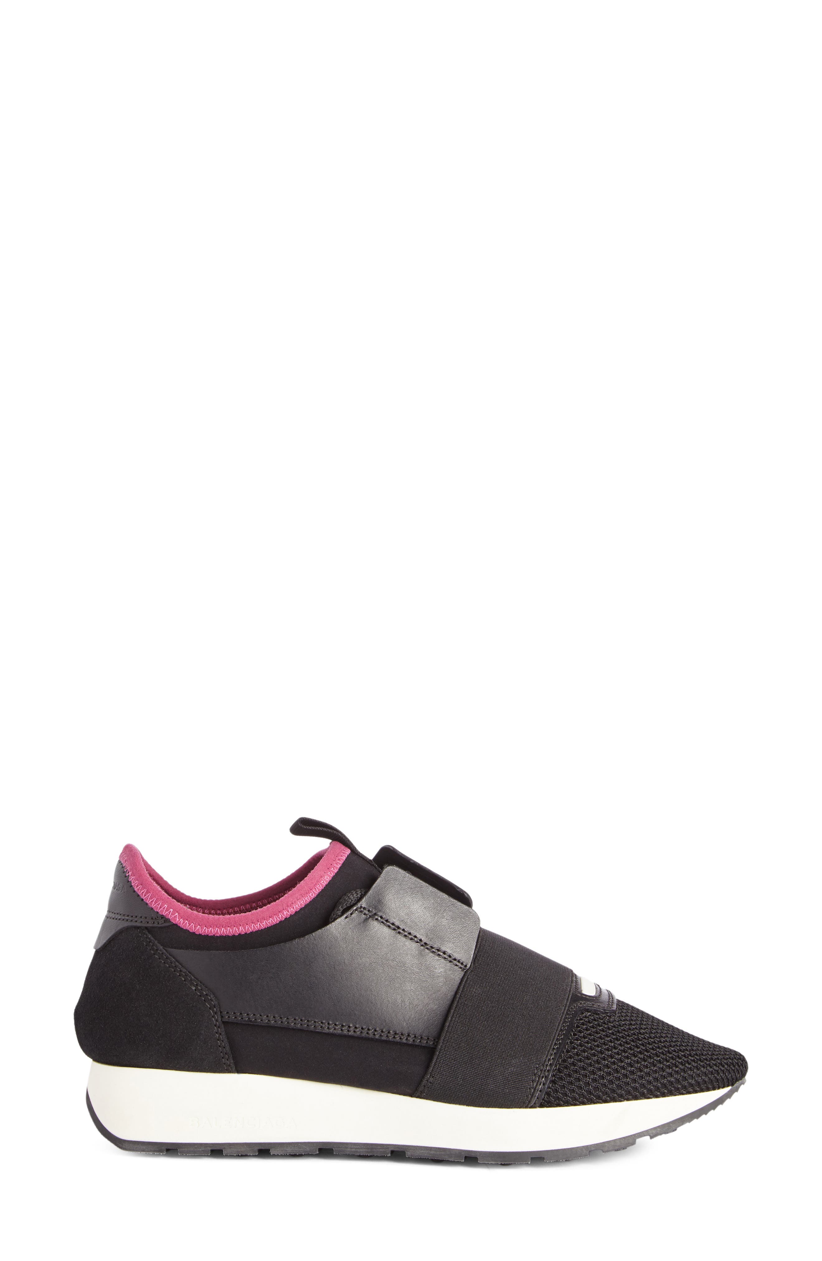 Mixed Media Trainer Sneaker, Alternate, color, BLACK/ WHITE