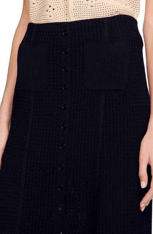 Sandro Womens Naturels Flower-embroidered V-neck Sleeveless Crochet Cardigan In Black