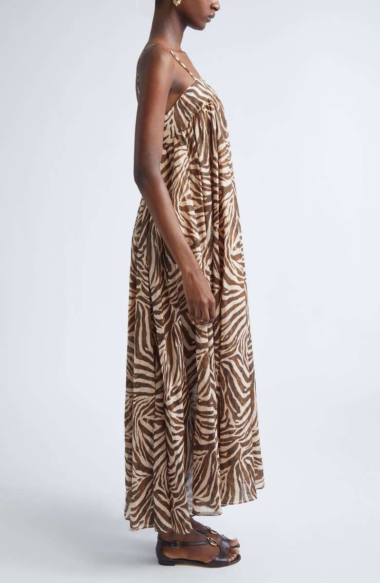Zimmermann Wanderlust Zebra Stripe Cotton Maxi Dress, Alternate, color, Zebra