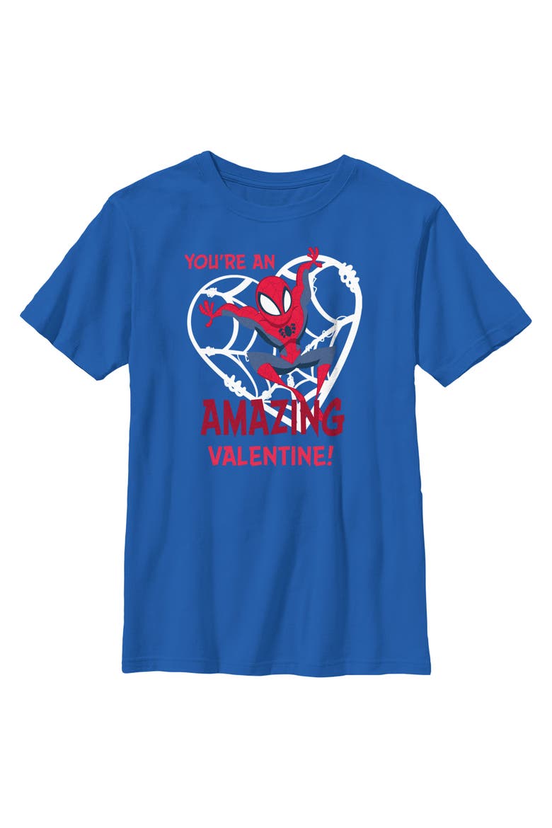 Boy's Marvel Spider-Man Amazing Valentine  Graphic T-Shirt, Main, color, Royal Blue