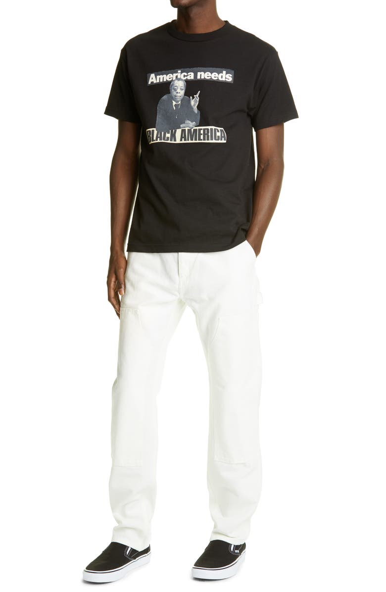 Adeshola Makinde Black America Cotton Graphic Tee, Alternate, color,