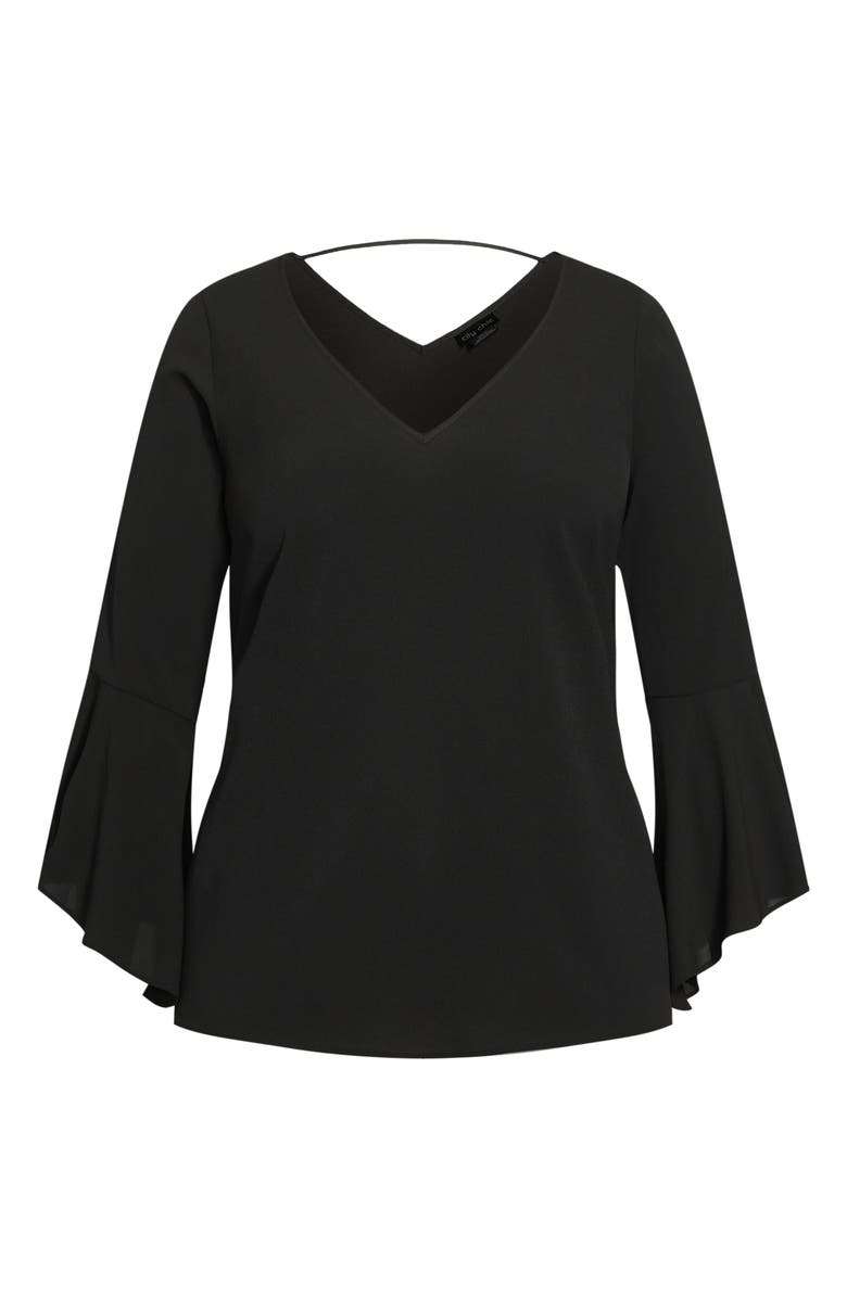 City Chic Bell Sleeve Top, Alternate, color, Black